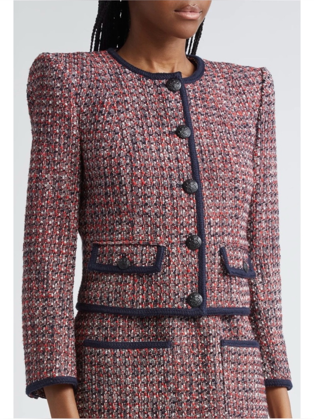 Veronica Beard Ceres Metallic Cotton Blend Tweed Jacket 8